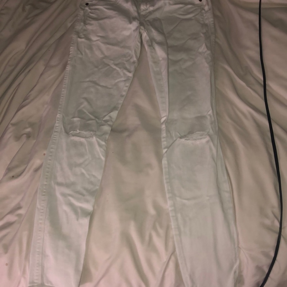 White Jeans- Ripped Knees